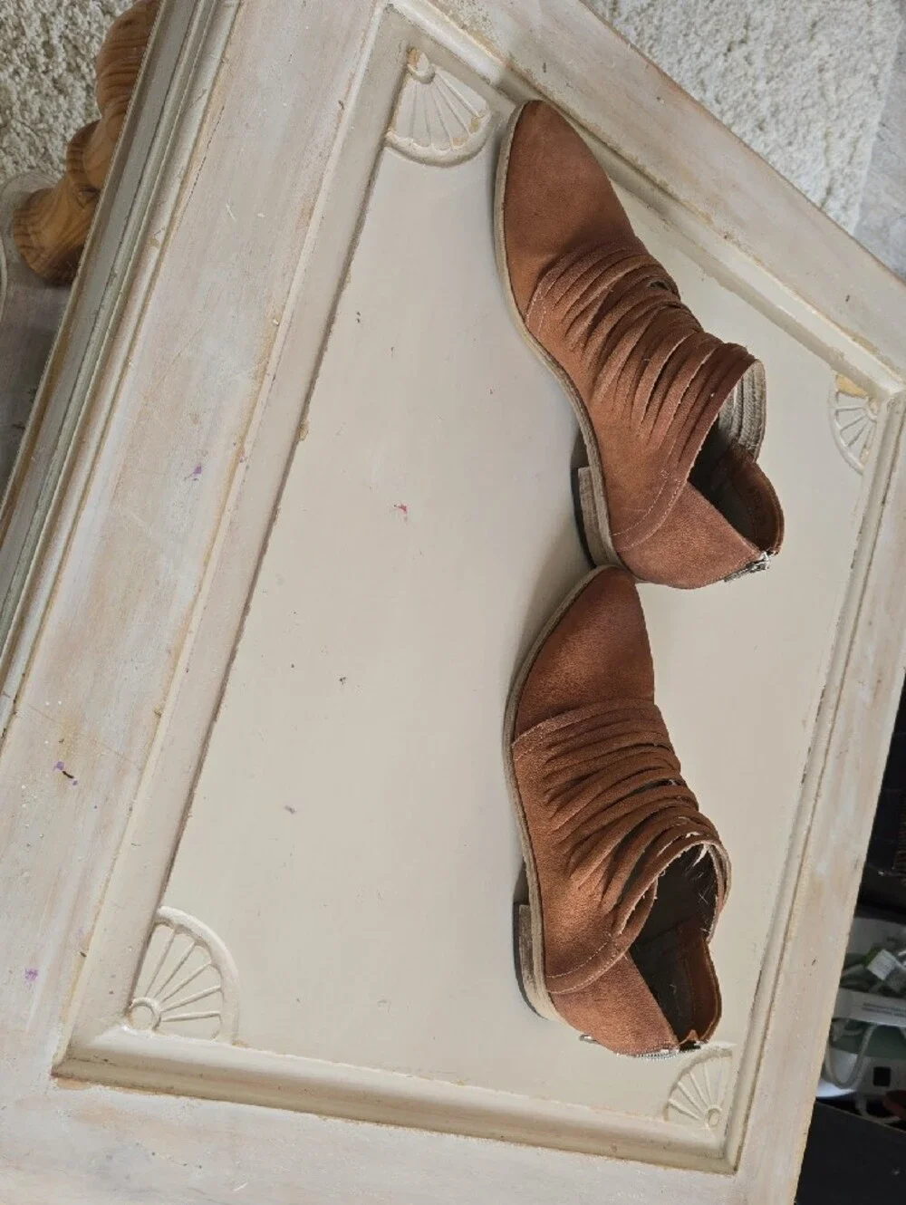Free People Tan Strappy Pointed Ankle Booties
